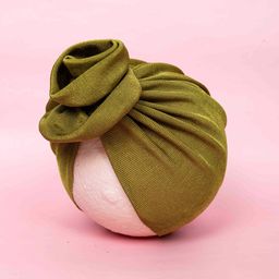 Arendelle Girls Olive Green Solid Hair Turban Cap-25