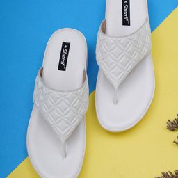 Sherrif Shoes Women White Textured Wedge Heels-32