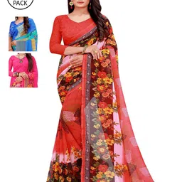 SAADHVI Multicoloured Floral Pure Georgette Saree-picture-30
