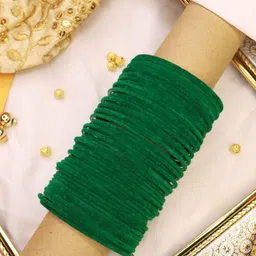 I Jewels Women Set Of 48 Green Solid Metal Velvet Bangles-image-57