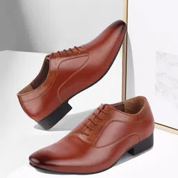 FAUSTO Men Tan Brown Solid Formal Oxford Shoes-picture-42