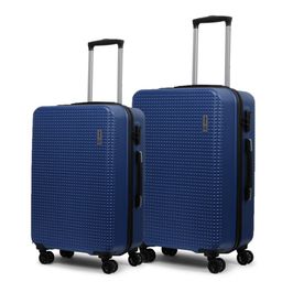 NOVEX Unisex Set of 2 Blue Textured Hard Sided Trolley Suitcases-10