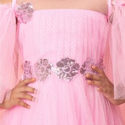 Aarika Gitls Cold Shoulder Sleeves Net Fit & Flare Maxi Dress image 3