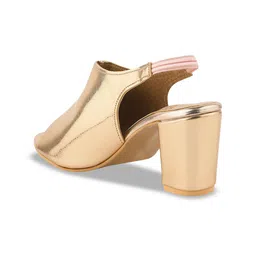 Shoetopia Round Toe Textured Block Peep Toes image 5