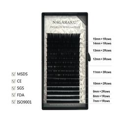 NAGARAKU Premium Classic Matte Black 16 Rows Synthetic Eyelash Extensions - Curl B image 2