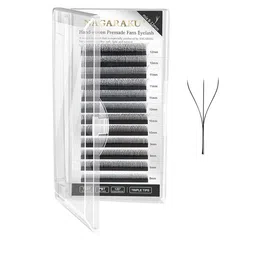 NAGARAKU W 3D Volume Premade Cluster 12 Rows Eyelash Extension - Curl D image 2