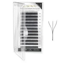 NAGARAKU W 3D Bloom Volume Premade Cluster 12 Rows Eyelash Extension - Curl D - 0.07/8-14 image 2