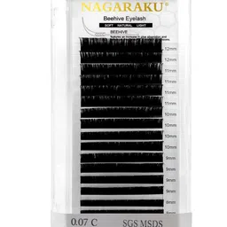 NAGARAKU Laser Beehive Longer Lasting 16 Rows Eyelash Extension - Curl D - 0.07/9 image 5