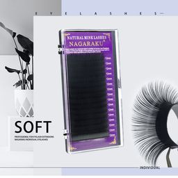NAGARAKU Premium Classic Matte Black 16 Rows Synthetic Eyelash Extensions - Curl D image 5