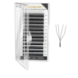 NAGARAKU W 4D Volume Premade Cluster 12 Rows Eyelash Extension - Curl D - 0.07/11 image 3