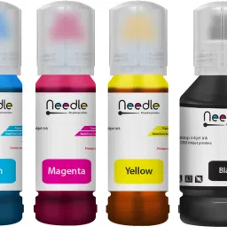 Needle 70CMY+135K gms Ep 001/003 for L3110 L3150 L3250 L3252 L3115 L3116 L3101 Printers Black + Tri Color Combo Pack Ink Bottle-image-47