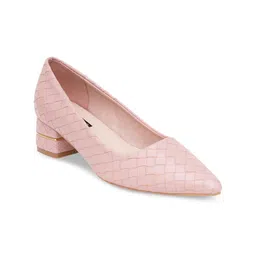 Sherrif Shoes Pointed Toe Textured Block Pumps image 2