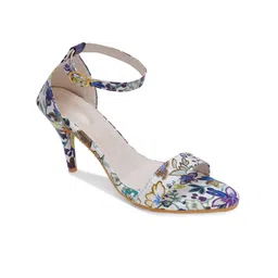 Misto Floral Printed Open Toe Stiletto Heels With Ankle Loop image 4