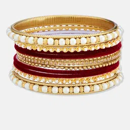 atibelle ATIBELLESet Of 22 Gold Plated Stone Studded-Textured Bangles image 3