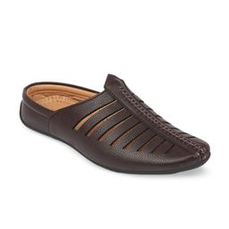 FAUSTO Men Textured Lightweight Comfort Insole Basics Mojaris With Laser Cuts image 2