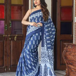 shivanya  handicrafts Shivanya Handicrafts Pure Cotton Block Print Saree With Blouse Piece image 2