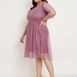 U&F Beyond Plus Size Net Fit & Flare Dress image 5