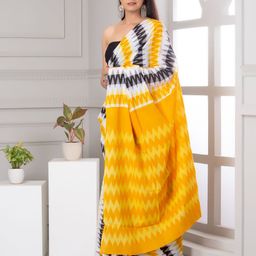 shivanya  handicrafts Shivanya Handicrafts Pure Cotton Block Print Saree With Blouse Piece image 4