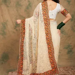 Sangria Ethnic Motifs Embroidered Net Saree image 2