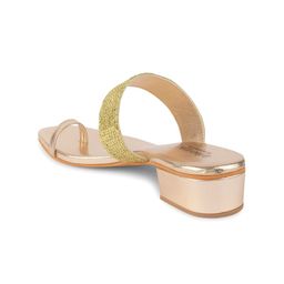 Anouk Gold-Toned Embellished One Toe Block Heels image 4