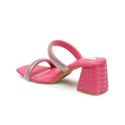 ELLE Pink Embellished Open Toe Block Heels image 5