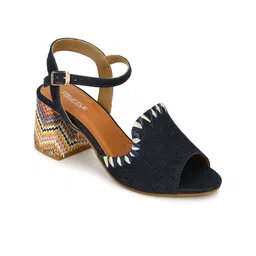Truffle Collection Textured Open Toe Backstrap Block Heels image 5
