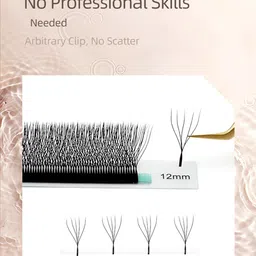 NAGARAKU Matte Black 5D W Shape Premade Cluster Fans Eyelash Extensions - Curl D 0.07/13 image 2