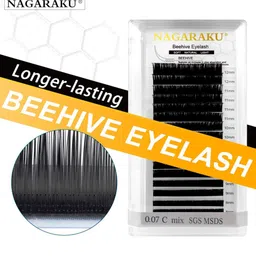 NAGARAKU Laser Beehive Longer Lasting 16 Rows Eyelash Extension - Curl D image 3