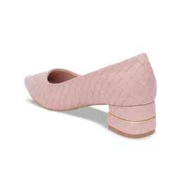 Sherrif Shoes Pointed Toe Textured Block Pumps image 3
