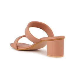 EVERLY Pink Colourblocked Block Peep Toes with Buckles image 4