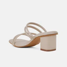 DressBerry Cream-Coloured Open Toe Block Heels image 3