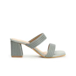 ICONICS Textured Open Toe Block Heels image 4