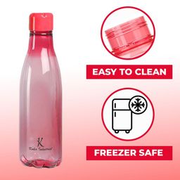 Kuber Industries Red Set of 4 Red BPA Free Round Plain Plastic Refrigerator Bottles image 4