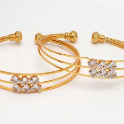 NVR Set Of 2 Gold Plated CZ Studded Bangles image 4