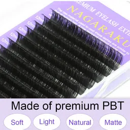 NAGARAKU Premium Classic Matte Black 16 Rows Synthetic Eyelash Extensions - Curl D image 2