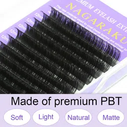 NAGARAKU Premium Classic Matte Black 16 Rows Synthetic Eyelash Extensions - Curl J image 4