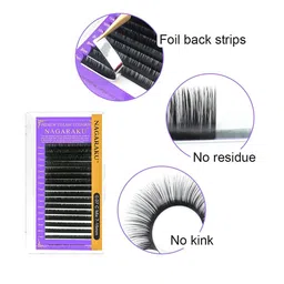 NAGARAKU Premium Classic Matte Black 16 Rows Synthetic Eyelash Extensions - Curl B image 3