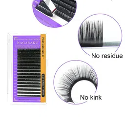 NAGARAKU Individual Premium Classic Matte Synthetic 16 Rows Eyelash Extensions - Curl D image 3