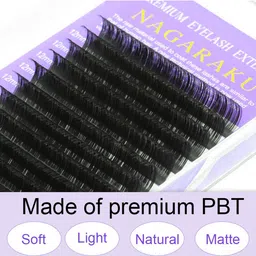 NAGARAKU Individual Premium Classic Matte Synthetic 16 Rows Eyelash Extensions - Curl B image 3