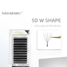 NAGARAKU Black 5D W Shape Volume Premade Cluster Fans Eyelash Extension - Curl C - 0.07/14 image 3