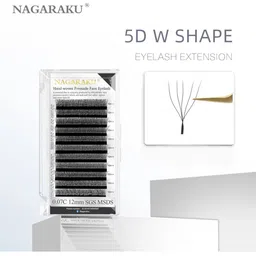 NAGARAKU Black 5D W Shape Volume Premade Cluster Fans Eyelash Extension- Curl D- 0.07/8-12 image 4
