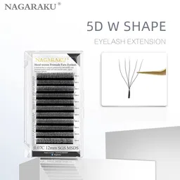 NAGARAKU Black 5D W Shape Volume Premade Cluster Fans Eyelash Extension - Curl D image 4