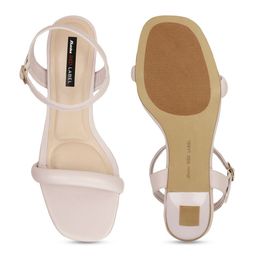 Bata Textured Open Toe Block Heels With Buckles image 4