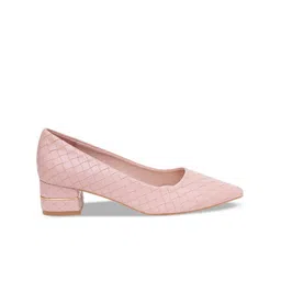 Sherrif Shoes Pointed Toe Textured Block Pumps image 4