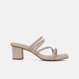 DressBerry Cream-Coloured Open Toe Block Heels image 4