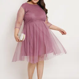 U&F Beyond Plus Size Net Fit & Flare Dress image 2