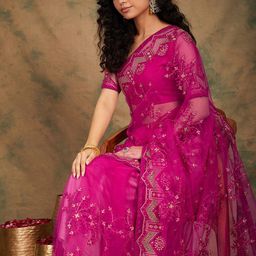 Sangria Ethnic Motifs Embroidered Saree-image-27