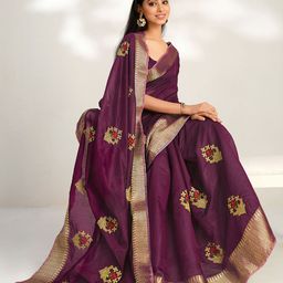 Sangria Ethnic Motifs Embroidered Silk Cotton Saree-picture-24