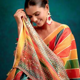 Sangria Abstract Printed Saree With Blouse-6