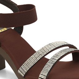 XE Looks Embellished Open Toe Backstrap Block Heels image 3